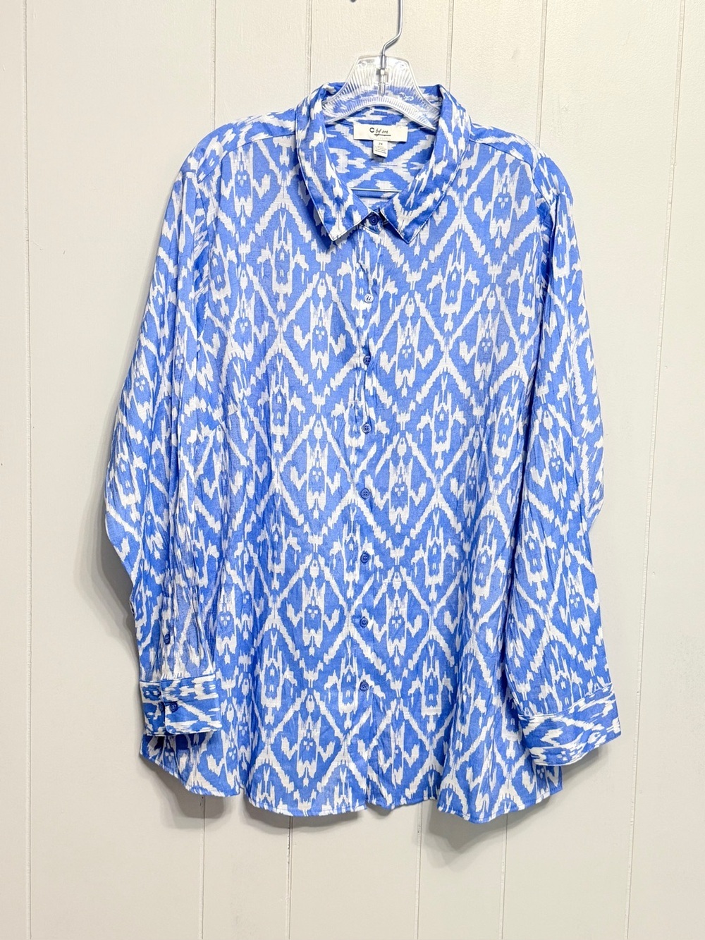 #7) Blue Ikat Button-Down Shirt